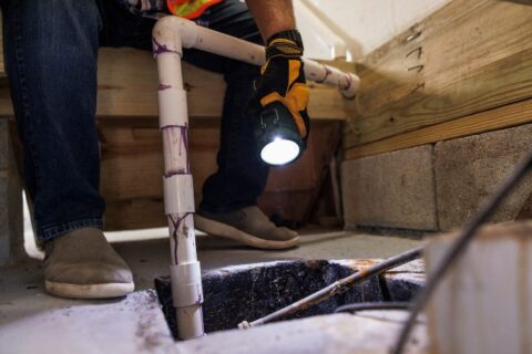 Technician Checking Sump Pit in Utah